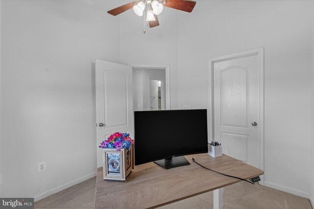 7129 Durrette Rd, Ruther Glen, VA 22546 - carpeted office featuring ceiling fan and baseboards