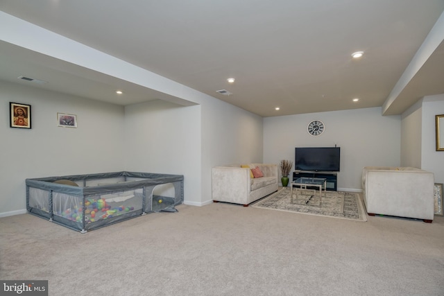 6647 Ballenger Run Blvd, Frederick, MD 21703 - living area featuring carpet floors and recessed lighting