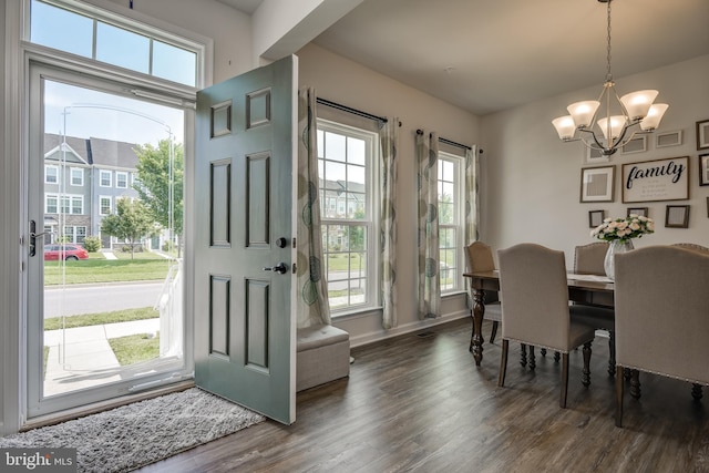6647 Ballenger Run Blvd, Frederick, MD 21703 - dining space featuring a chandelier and wood finished floors