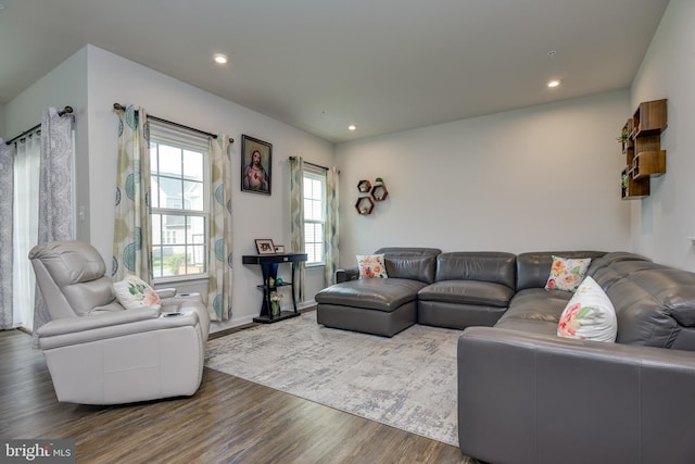 6647 Ballenger Run Blvd, Frederick, MD 21703 - living area featuring wood finished floors and recessed lighting
