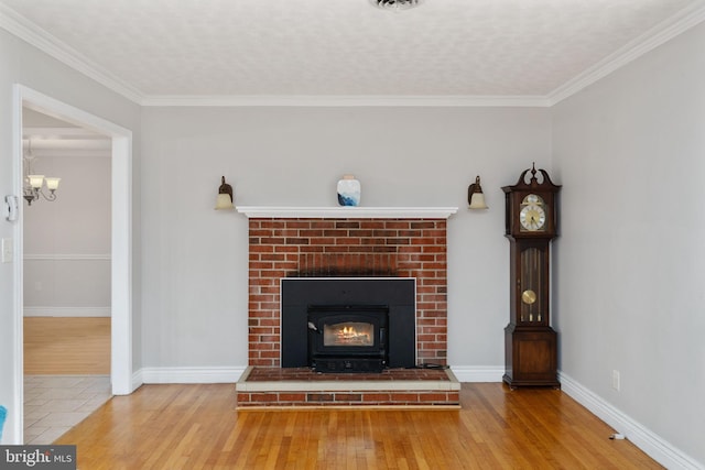5379 Payne Dr, King George, VA 22485 - detailed view of wood finished floors, a chandelier, ornamental molding, and a fireplace