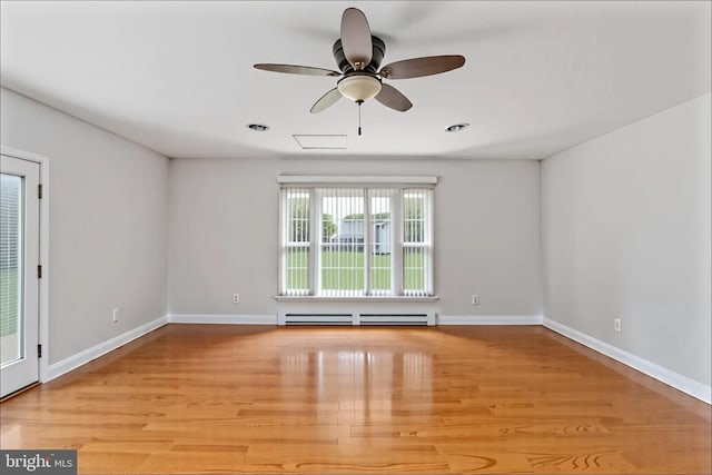 5379 Payne Dr, King George, VA 22485 - empty room with baseboard heating, light wood-type flooring, and ceiling fan