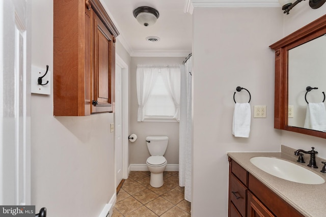 5379 Payne Dr, King George, VA 22485 - full bath featuring crown molding, vanity, tile patterned floors, and a shower with shower curtain