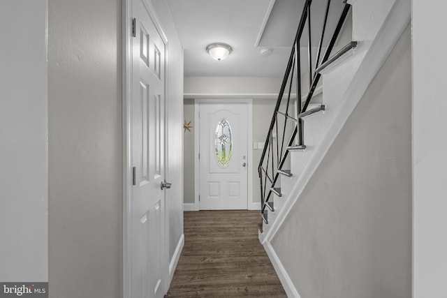 31 Mercator Ln, Willingboro, NJ 08046 - doorway to outside featuring dark wood finished floors and stairs