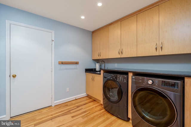 11 Forest Rdg, Newark, DE 19711 - laundry area with washer and dryer, cabinet space, light wood-type flooring, and recessed lighting