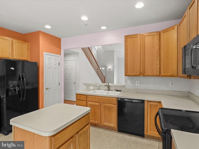 2135 Vittoria Ct Unit 33, Bowie, MD 20721 - kitchen with black appliances, light countertops, recessed lighting, and a kitchen island