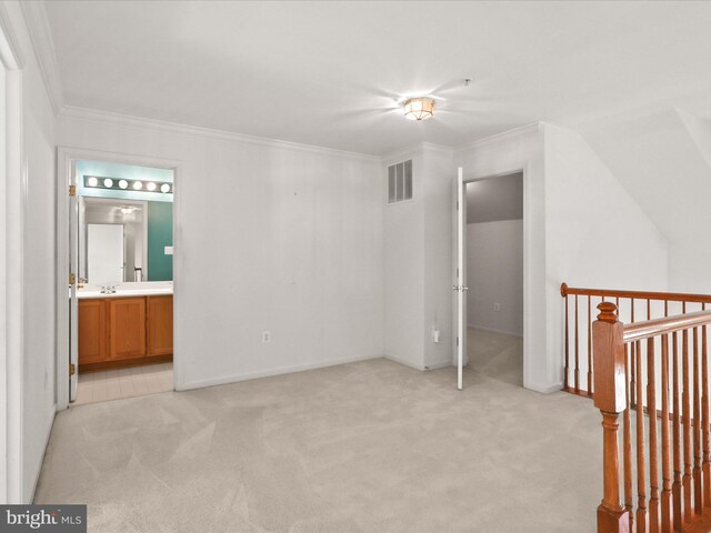 2135 Vittoria Ct Unit 33, Bowie, MD 20721 - unfurnished bedroom featuring light colored carpet, ornamental molding, and ensuite bathroom
