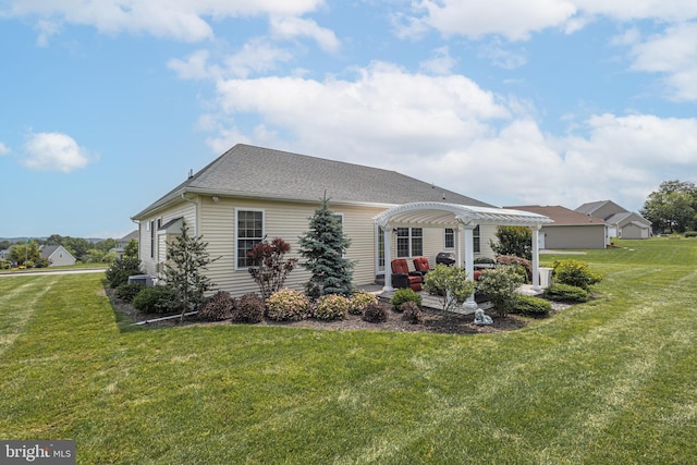 1 Chase Cir, Barto, PA 19504 - back of house with a pergola, a patio area, and a lawn