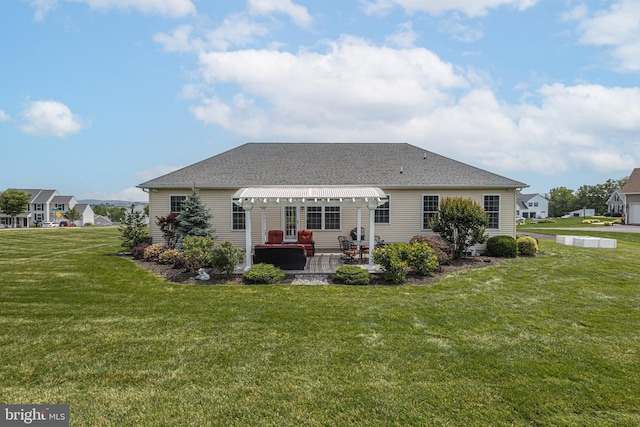 1 Chase Cir, Barto, PA 19504 - back of property featuring a patio area, a pergola, a yard, and roof with shingles