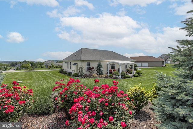 1 Chase Cir, Barto, PA 19504 - rear view of property with a yard and a pergola