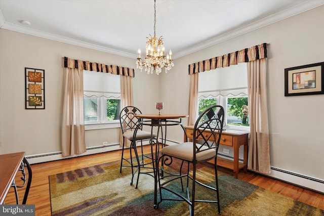 2465 Edgecomb Ave, Glenside, PA 19038 - dining space featuring ornamental molding, wood finished floors, and a chandelier