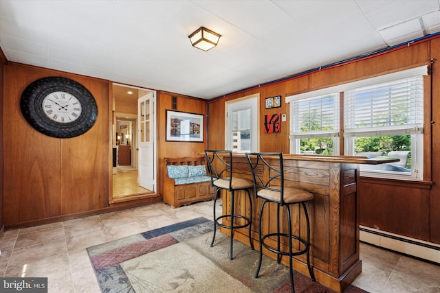 2465 Edgecomb Ave, Glenside, PA 19038 - indoor dry bar featuring baseboard heating and wooden walls