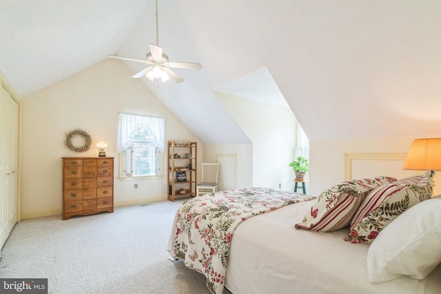 580 Buchanon Rd, Honey Brook, PA 19344 - bedroom featuring lofted ceiling, carpet flooring, and a ceiling fan