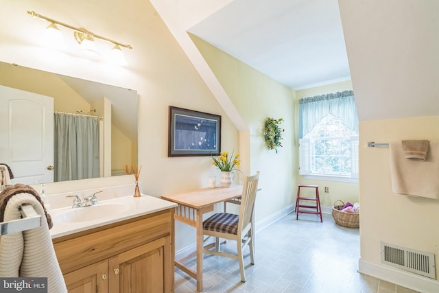 580 Buchanon Rd, Honey Brook, PA 19344 - bathroom with vanity and vaulted ceiling