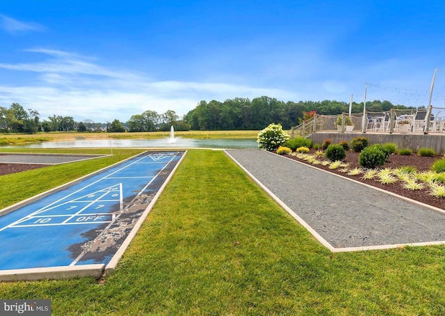 17723 Madaket Way, Lewes, DE 19958 - view of community with shuffleboard, a water view, and a yard