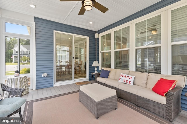 17723 Madaket Way, Lewes, DE 19958 - sunroom / solarium with ceiling fan and outdoor lounge area