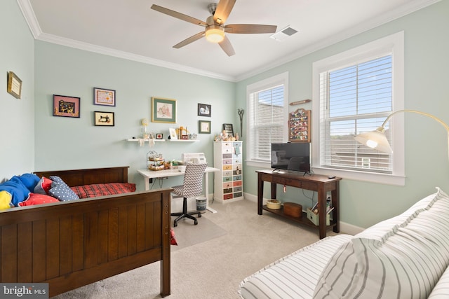 17723 Madaket Way, Lewes, DE 19958 - home office featuring ornamental molding, carpet floors, and a ceiling fan