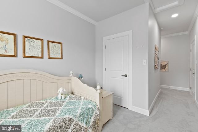 17723 Madaket Way, Lewes, DE 19958 - bedroom featuring light colored carpet, crown molding, attic access, and recessed lighting