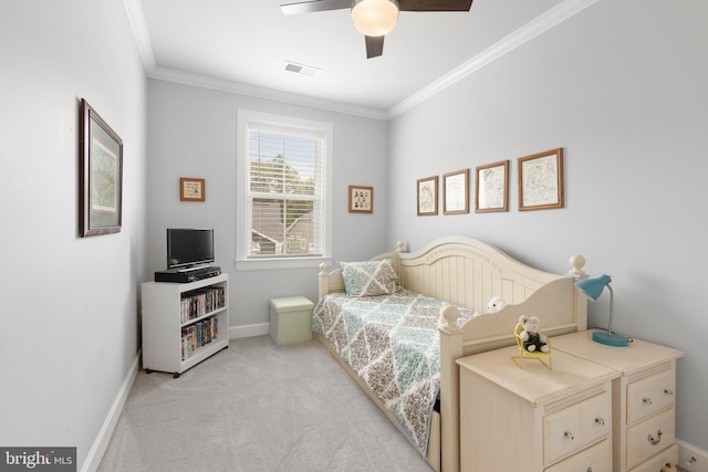 17723 Madaket Way, Lewes, DE 19958 - bedroom with ornamental molding, light carpet, and a ceiling fan