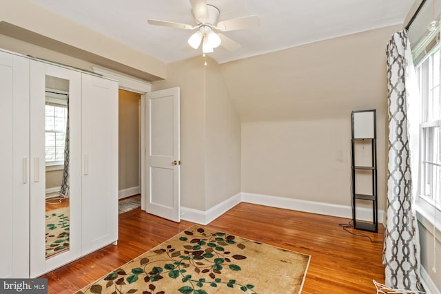 5100 Eugene Ave, Baltimore, MD 21206 - additional living space featuring wood finished floors, healthy amount of natural light, ceiling fan, and vaulted ceiling