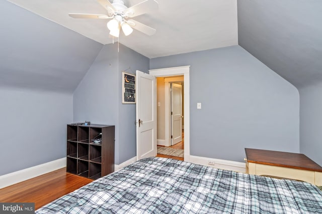 5100 Eugene Ave, Baltimore, MD 21206 - bedroom featuring vaulted ceiling, wood finished floors, and ceiling fan