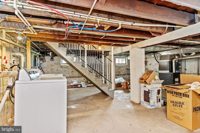 5100 Eugene Ave, Baltimore, MD 21206 - below grade area with washing machine and dryer and stairway