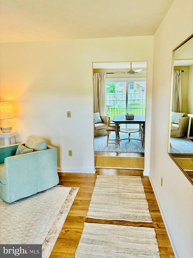 817 Maple Ave, Waynesboro, VA 22980 - living area featuring wood finished floors and a ceiling fan