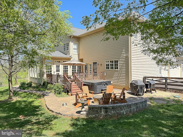 12773 Beebe Ct, Lovettsville, VA 20180 - back of property featuring a hot tub, a patio area, and a wooden deck