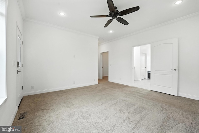 9936 Bell Wood Farm Ln, Nokesville, VA 20181 - unfurnished bedroom with ornamental molding, carpet, recessed lighting, and connected bathroom