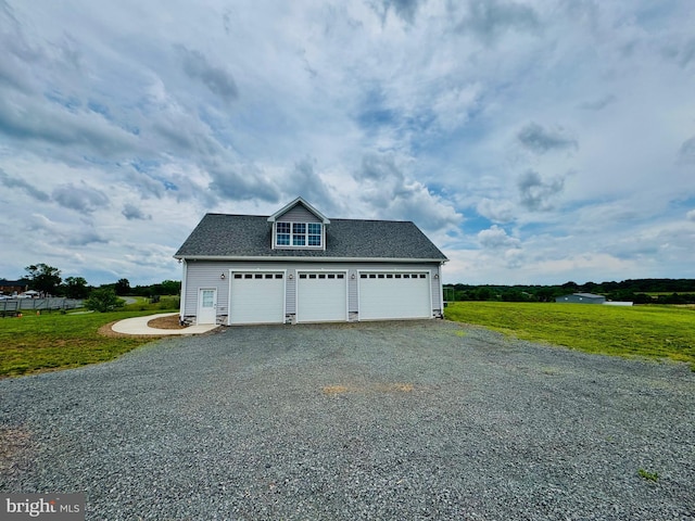9936 Bell Wood Farm Ln, Nokesville, VA 20181 - view of side of property with a garage, roof with shingles, a lawn, and an outbuilding