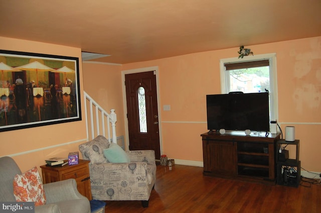 1400 Windsor Ave, Wilmington, DE 19804 - living room featuring wood finished floors and stairs