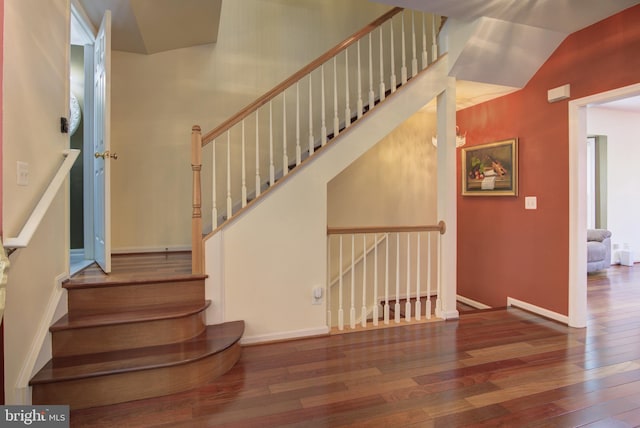 43855 Tattinger Ter, Ashburn, VA 20148 - staircase with hardwood / wood-style flooring and baseboards