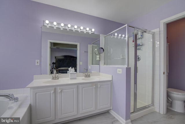 43855 Tattinger Ter, Ashburn, VA 20148 - bathroom featuring marble finish floors, a shower stall, double vanity, ensuite bathroom, and a bath