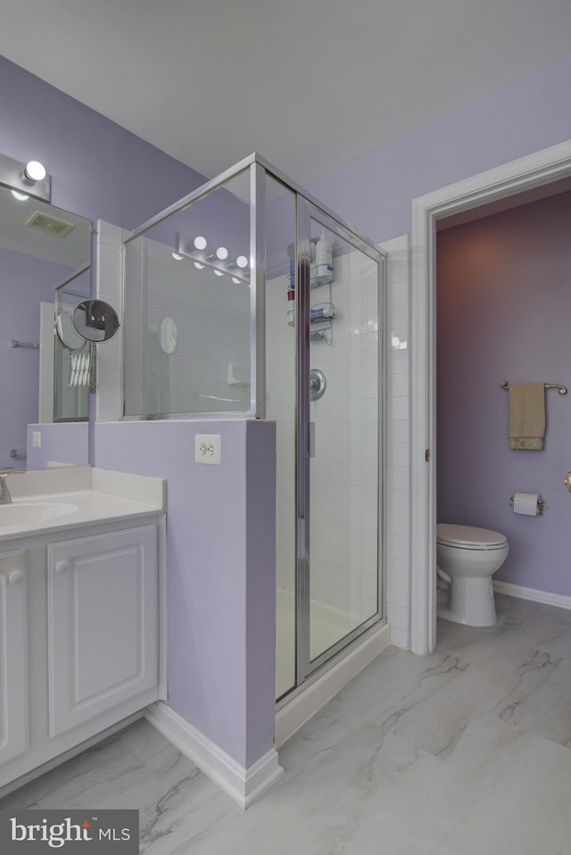43855 Tattinger Ter, Ashburn, VA 20148 - full bath with marble finish floors, a shower stall, and vanity