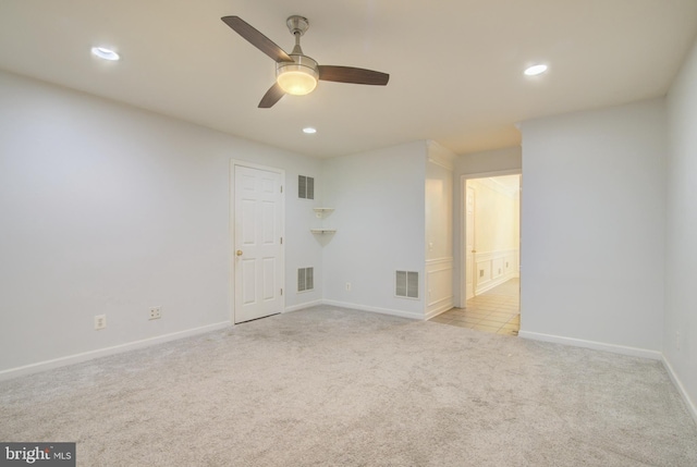 43855 Tattinger Ter, Ashburn, VA 20148 - spare room featuring light colored carpet, ceiling fan, and recessed lighting