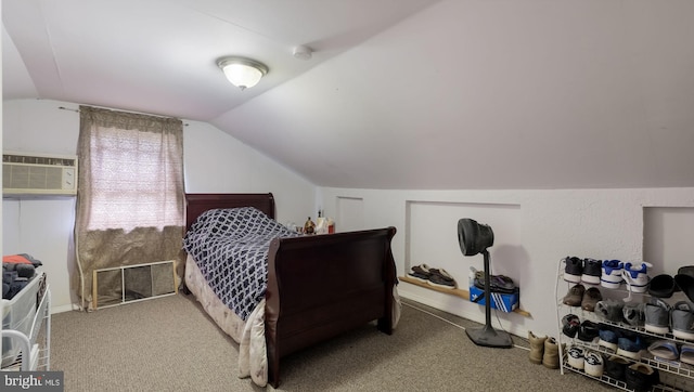 315 Leedom Ave, Bristol, PA 19007 - bedroom featuring vaulted ceiling, an AC wall unit, and carpet floors
