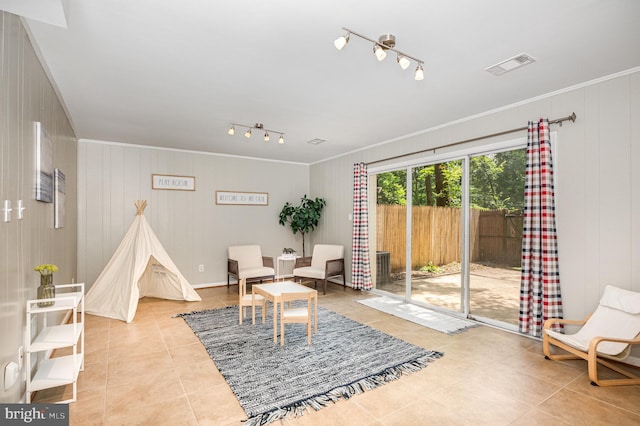 5917 Kingsford Rd Unit 366, Springfield, VA 22152 - tiled dining room featuring rail lighting and crown molding