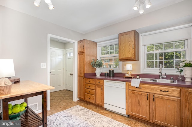 5917 Kingsford Rd Unit 366, Springfield, VA 22152 - kitchen featuring white dishwasher, light tile patterned floors, and dark countertops