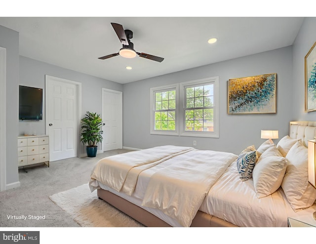 1720 Denton Ct, Crofton, MD 21114 - bedroom with carpet, recessed lighting, and ceiling fan
