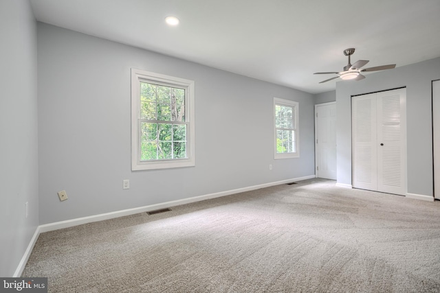 1720 Denton Ct, Crofton, MD 21114 - unfurnished bedroom with carpet, multiple closets, recessed lighting, and a ceiling fan