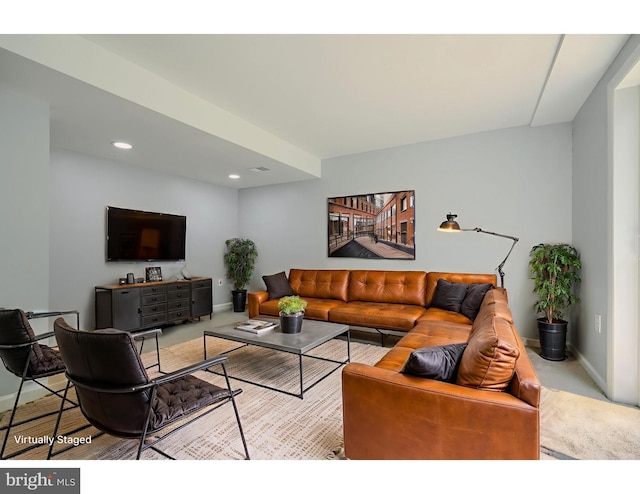 1720 Denton Ct, Crofton, MD 21114 - carpeted living room featuring baseboards and recessed lighting