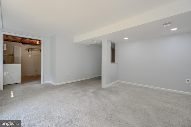 1720 Denton Ct, Crofton, MD 21114 - finished basement featuring light carpet and recessed lighting