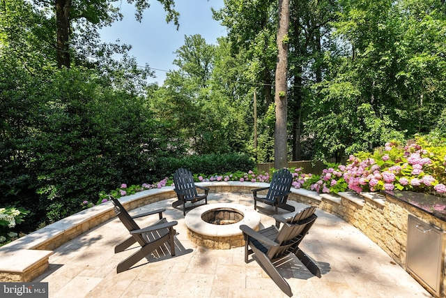 3801 52nd St NW, Washington, DC 20016 - view of patio / terrace with a fire pit