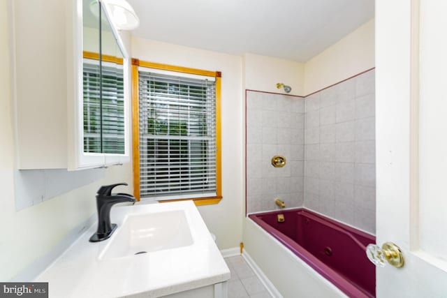 833 Evesham Ave, Baltimore, MD 21212 - bathroom with vanity, bathtub / shower combination, and tile patterned floors