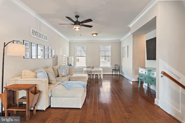 103 Norma Aly, Annapolis, MD 21403 - living room with ceiling fan, crown molding, and dark wood-style floors