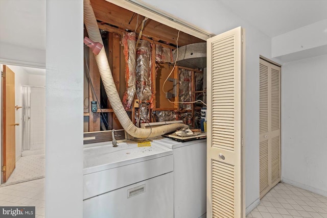 1605 N Amelia St, Sterling, VA 20164 - washroom featuring washing machine and clothes dryer and light tile patterned flooring