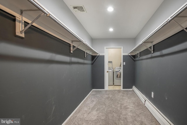 214 Crooked Ln, King Of Prussia, PA 19406 - walk in closet with independent washer and dryer, a baseboard radiator, and carpet