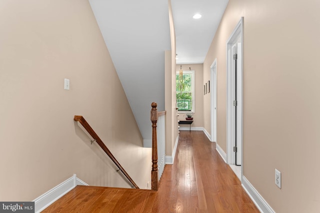 311 W 3rd Ave, Conshohocken, PA 19428 - corridor featuring an upstairs landing, light wood finished floors, and recessed lighting