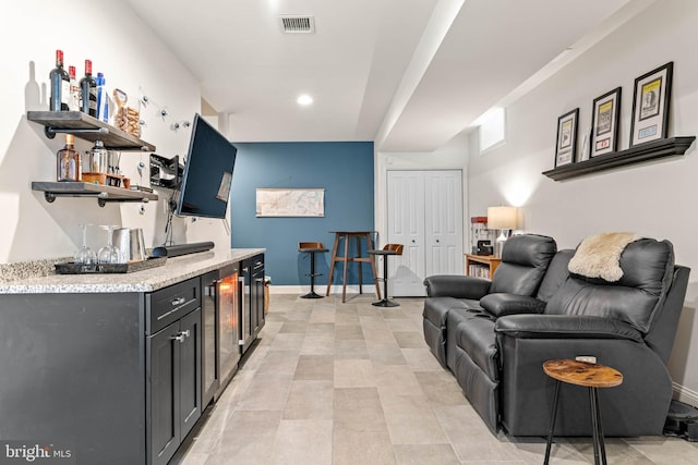 311 W 3rd Ave, Conshohocken, PA 19428 - living area with wet bar, beverage cooler, and recessed lighting