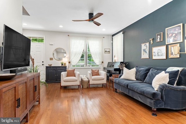 311 W 3rd Ave, Conshohocken, PA 19428 - living area featuring light wood-type flooring and a ceiling fan